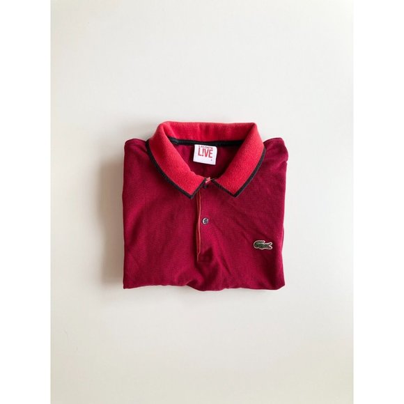 Lacoste Other - Men's LACOSTE LIVE F8329 Red Coral Logo Cotton Pique Knit Polo, Size 4 / M